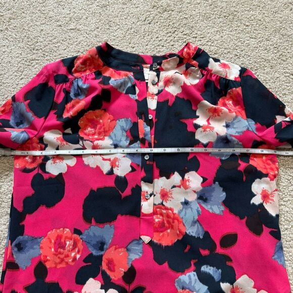 J. Crew Floral popover henley blouse, raspberry floral pattern, size XXS - Picture 7 of 7
